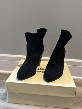 Vince Camuto Black Suede Pointed Toe Ankle Boots